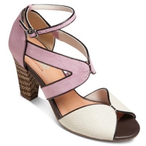 Anthropologie Shoes - Anthropologie Plume by Farylrobin Purple & White Leather Heels